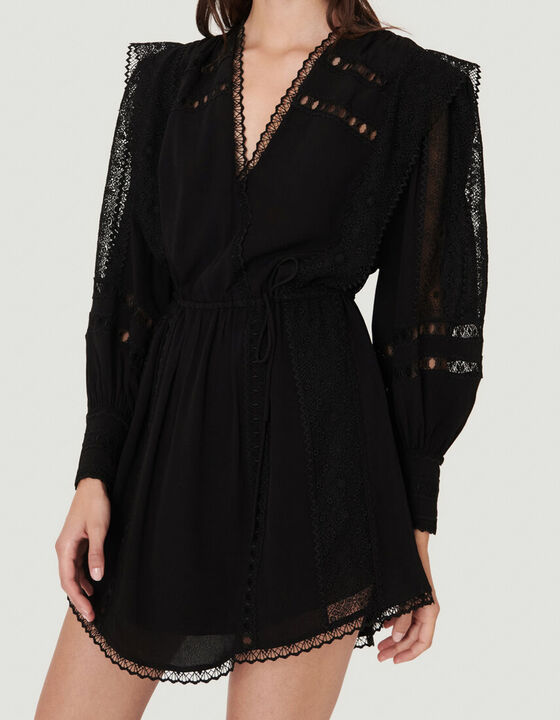CASSIE LONG SLEEVE V NECK MINI DRESS